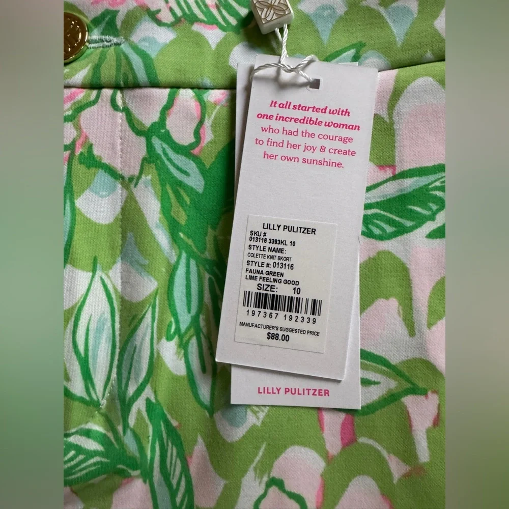 NWT Lilly Pulitzer Colette Knit Skort size 10 Fauna Green Lime feeling good new - Picture 2 of 2